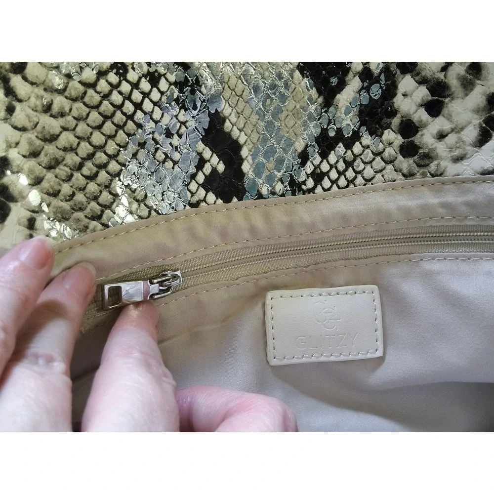 NWT Glitzy Girlz Python Snakeskin Clutch